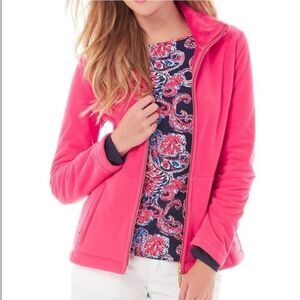 Lilly Pulitzer L Pink Grace Fleece Faux Fur Lined Cozy Soft Full Zip Jacket